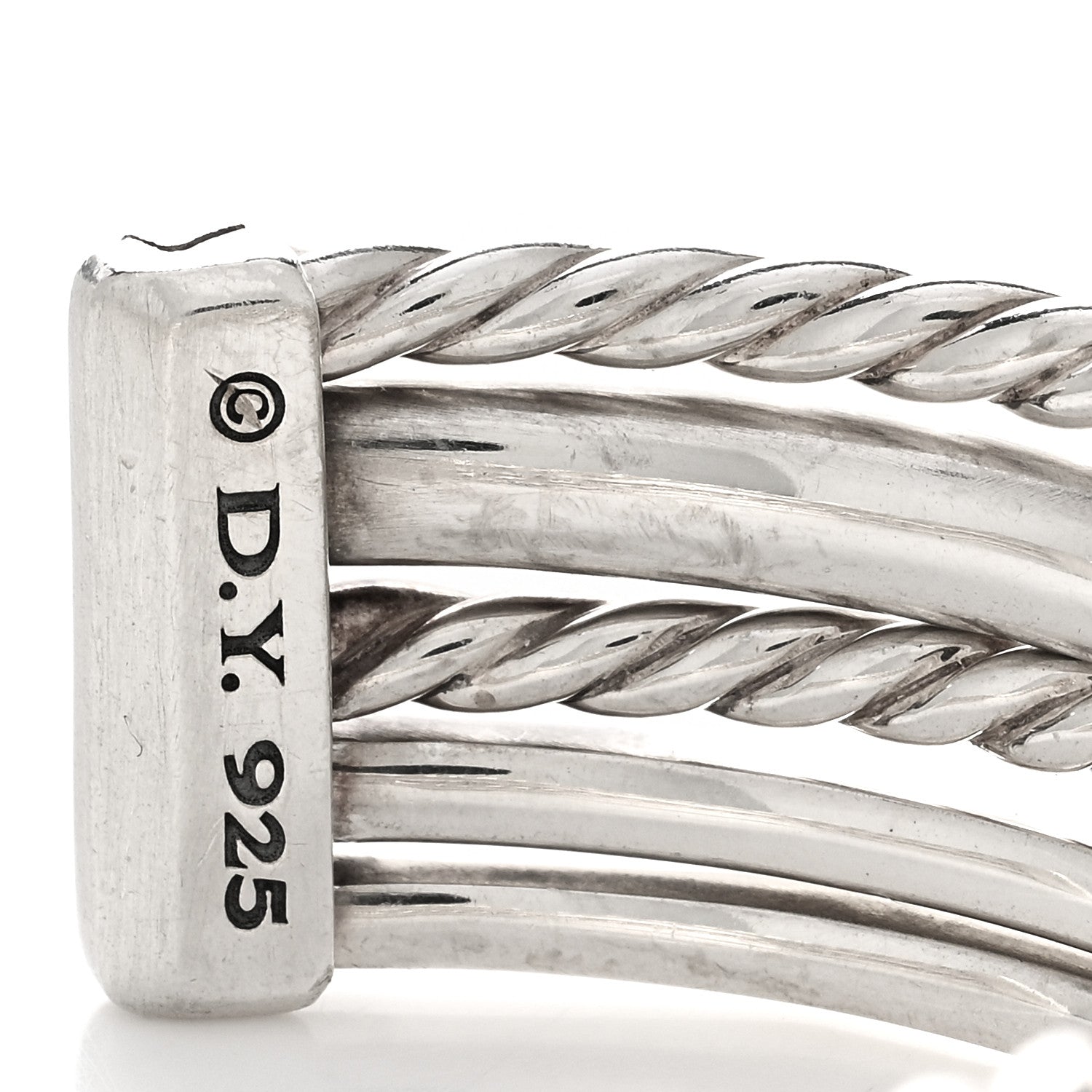 David Yurman Sterling Silver Diamond Narrow Stax Cuff Bracelet 3 of 3