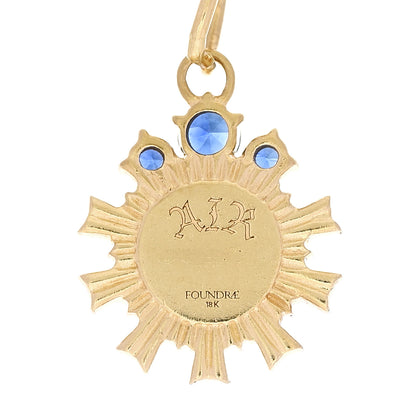 Foundrae 18K Yellow Gold Sapphire Miniature Air Medallion Pendant 3 of 3