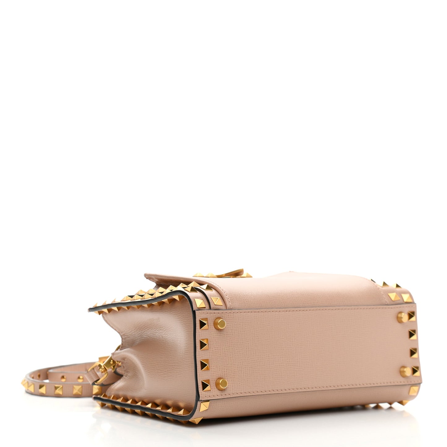 Vitello Small Rockstud Alcove Top-Handle Bag Rose Cannelle