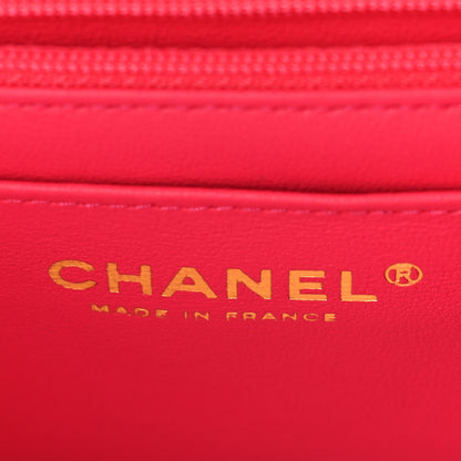 Chanel Lambskin Quilted Mini Top Handle Rectangular Flap Dark Pink 6 of 9