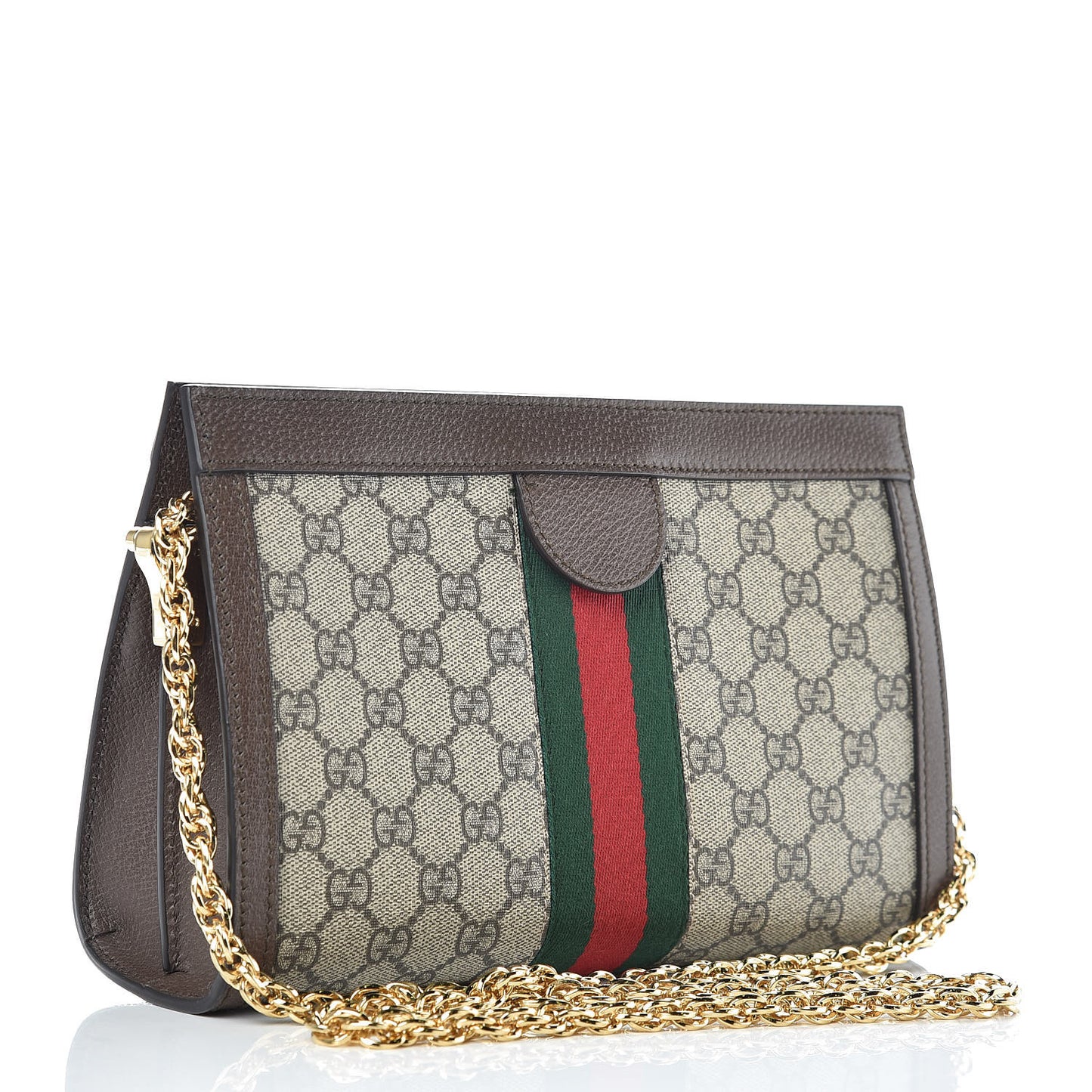 GG Supreme Monogram Web Small Ophidia Chain Shoulder Bag Brown