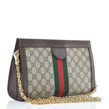 Gucci GG Supreme Monogram Web Small Ophidia Chain Shoulder Bag Brown 3 of 9