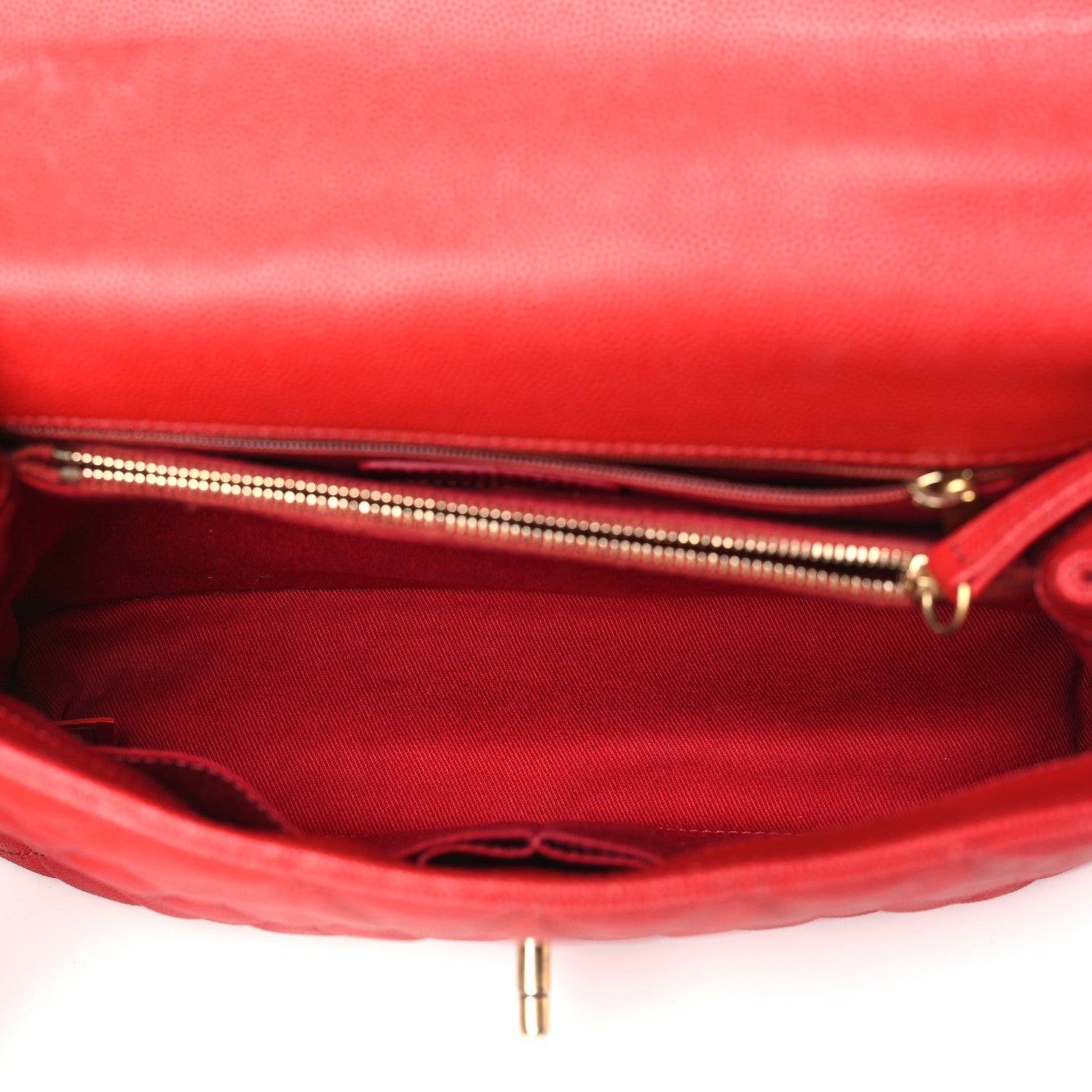 Chanel Caviar Lizard Embossed Quilted Small Coco Handle Flap Red 5 of 10