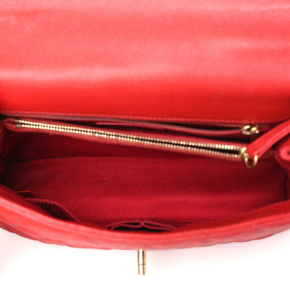 Chanel Caviar Lizard Embossed Quilted Small Coco Handle Flap Red 5 of 10