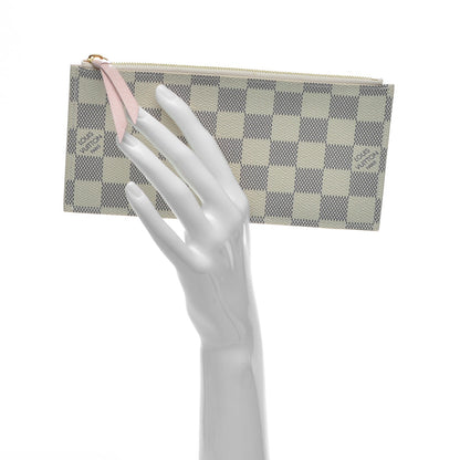Louis Vuitton Damier Azur Felicie Chain Wallet Zippered Insert Rose Ballerine 2 of 6