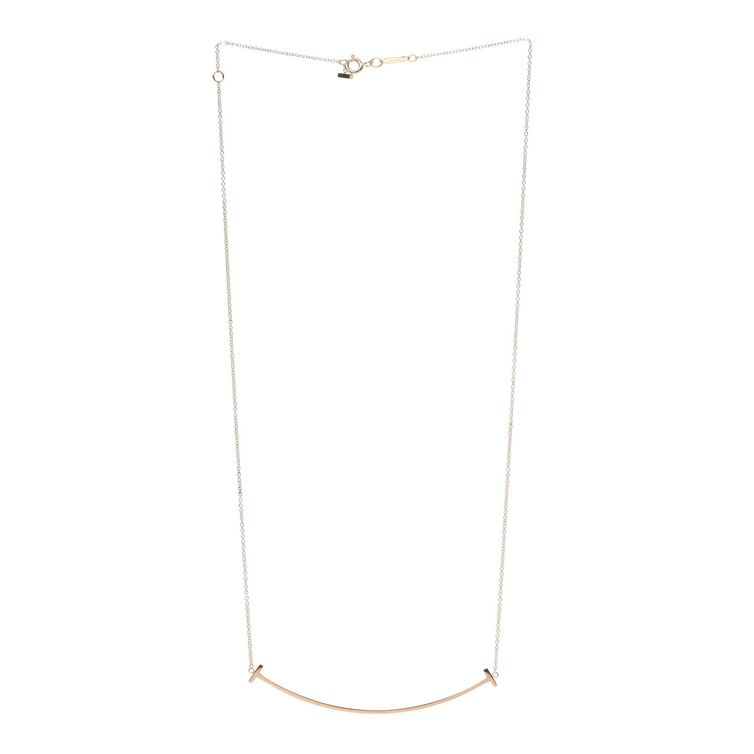 Tiffany 18K Yellow Gold Large T Smile Pendant Necklace 3 of 5