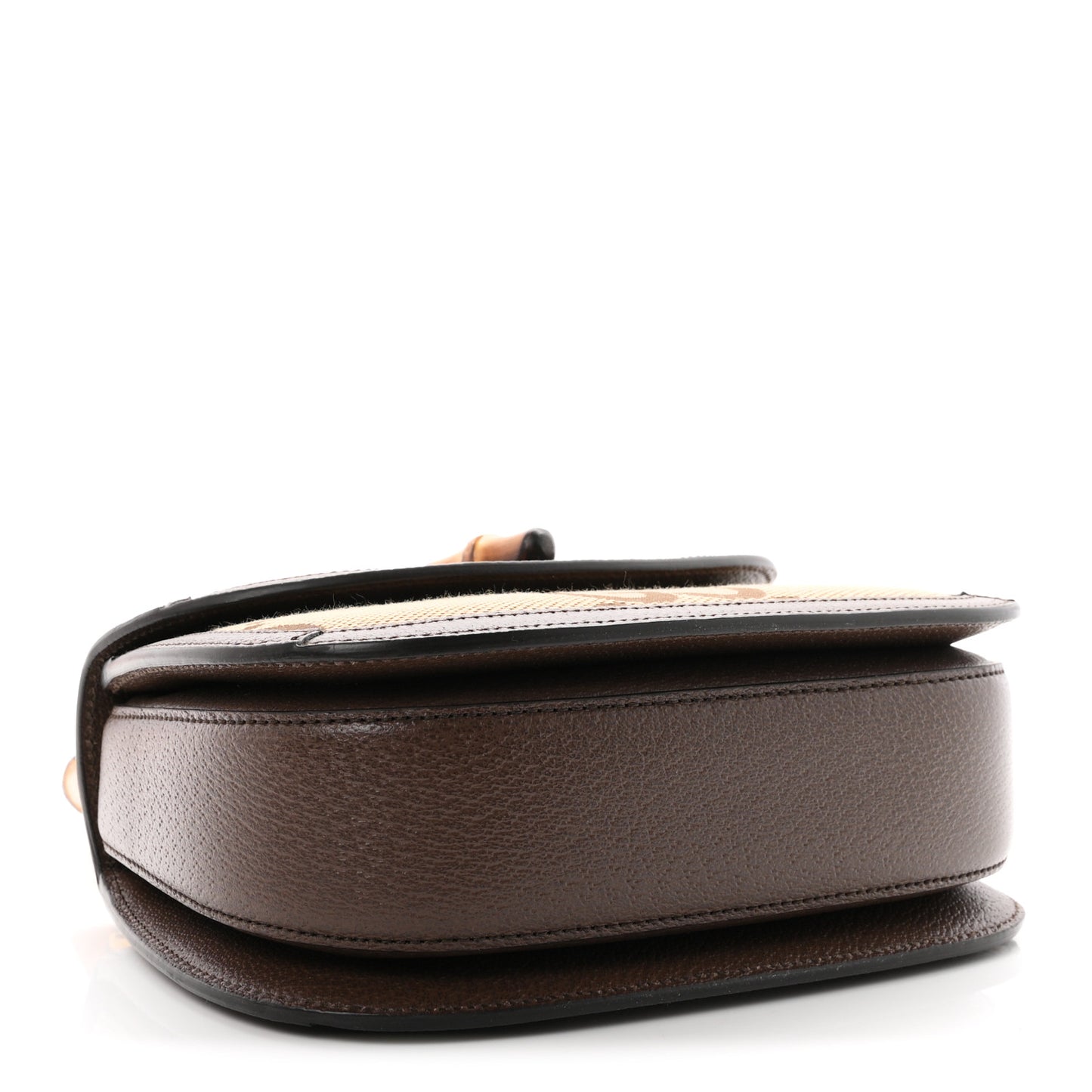 Monogram Jumbo GG Textured Dollar Calfskin Web Small Bamboo 1947 Top Handle Bag Camel Ebony New Acero