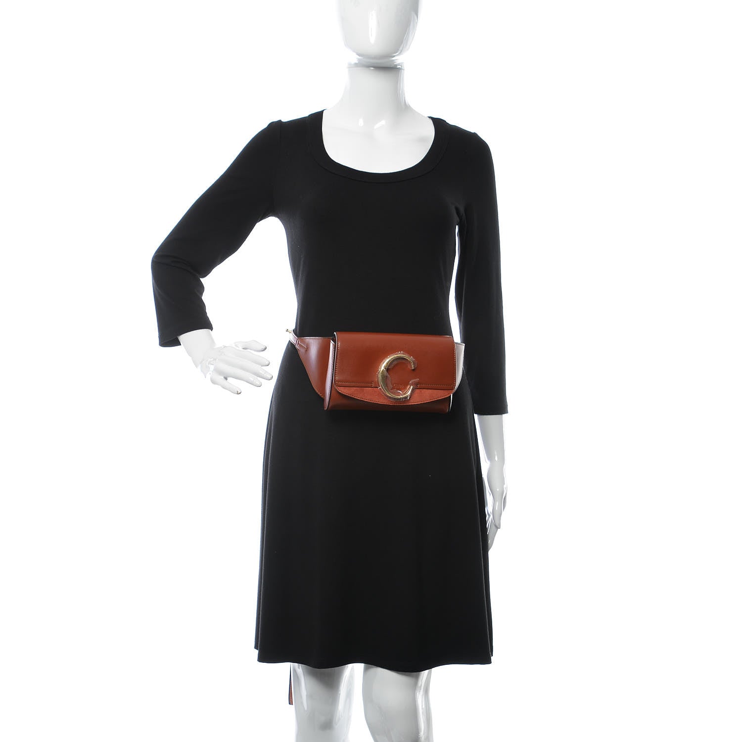 Chloe Calfskin Suede C Belt Bag Sepia Brown 2 of 14