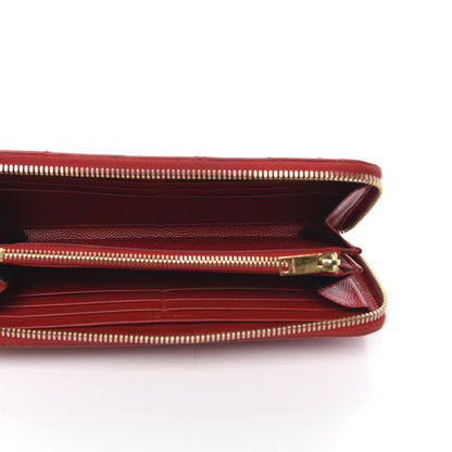 Saint Laurent Grain De Poudre Matelasse Chevron Monogram Zip Around Wallet Red 5 of 9