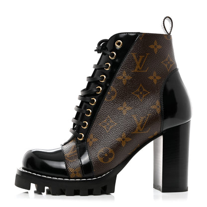 Louis Vuitton Patent Calfskin Monogram Star Trail Ankle Boots 37.5 Black 1 of 8