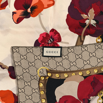Gucci Silk Twill GG Monogram New Panshie Square Scarf Black Dark Purple 3 of 4