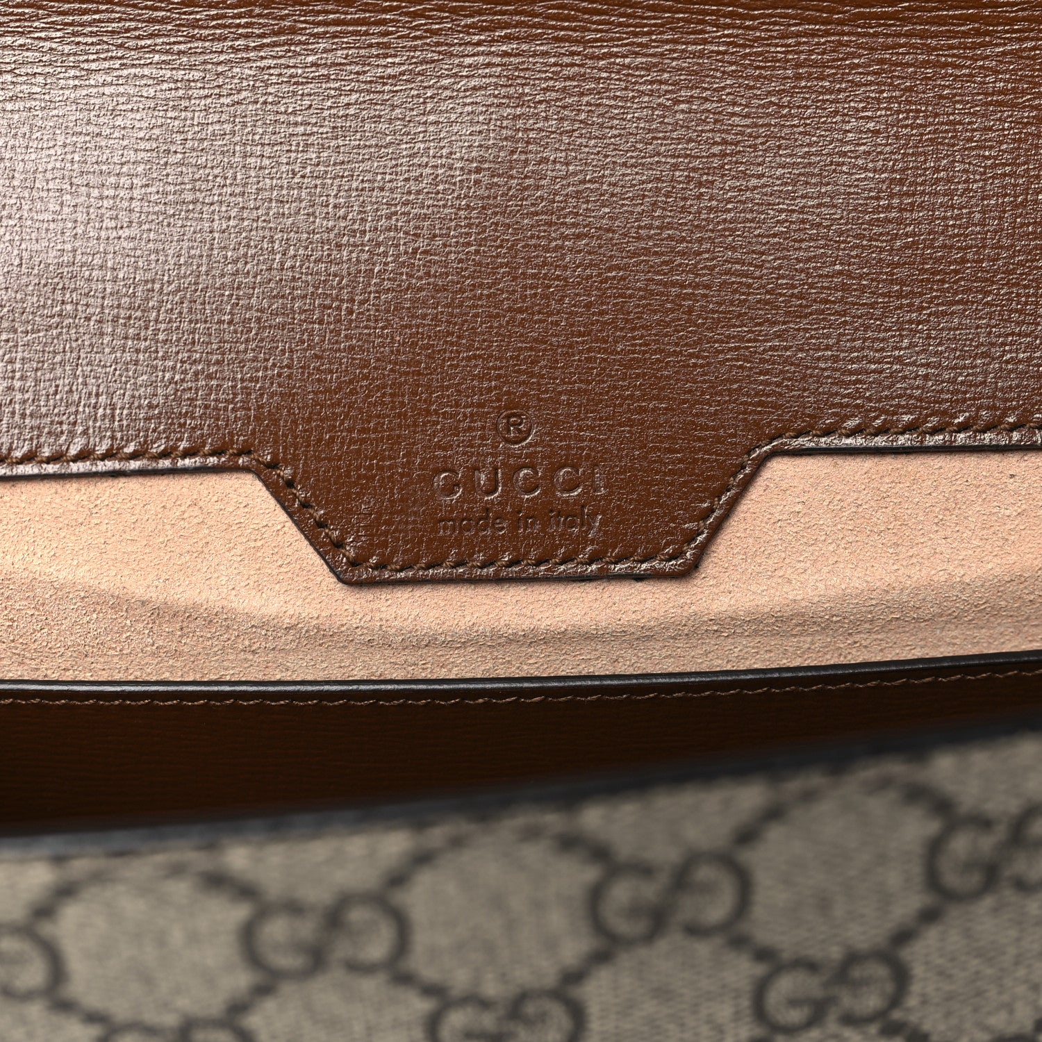 Gucci GG Supreme Monogram Azalea Calfskin Web Small Horsebit 1955 Crossbody Bag Beige Ebony Brown Sugar 6 of 8