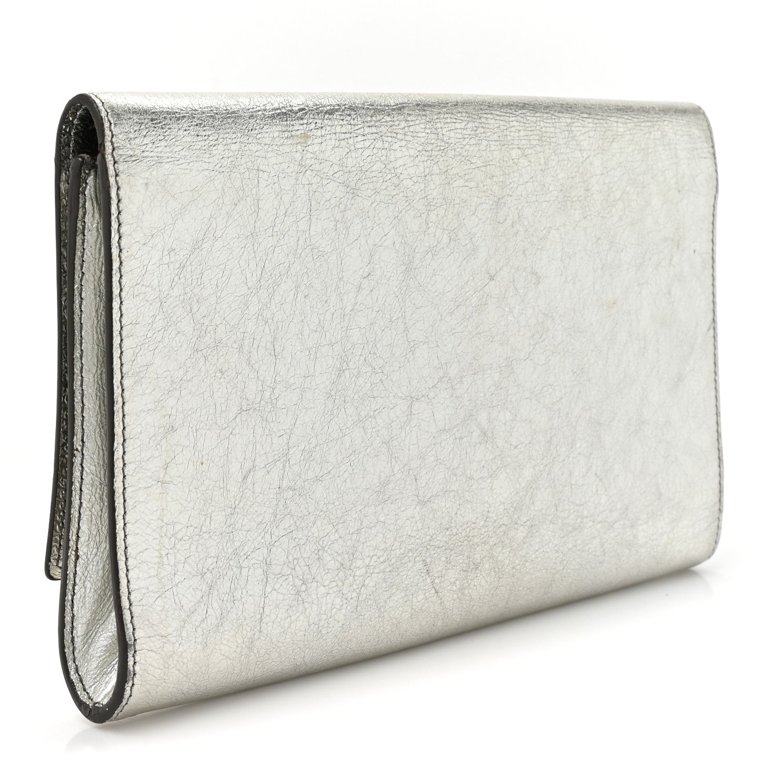 LAURENT LARGE SILVER 最安値！ Saint Laurent Metallic Calfskin Monogram Large Belle De Jour