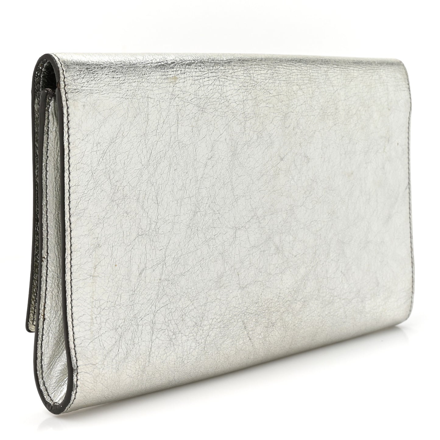 Metallic Calfskin Monogram Large Belle De Jour Clutch Silver