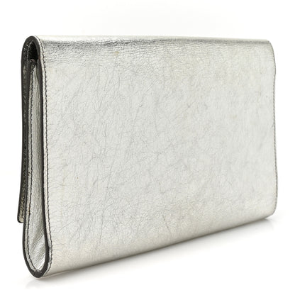 Saint Laurent Metallic Calfskin Monogram Large Belle De Jour Clutch Silver 3 of 11