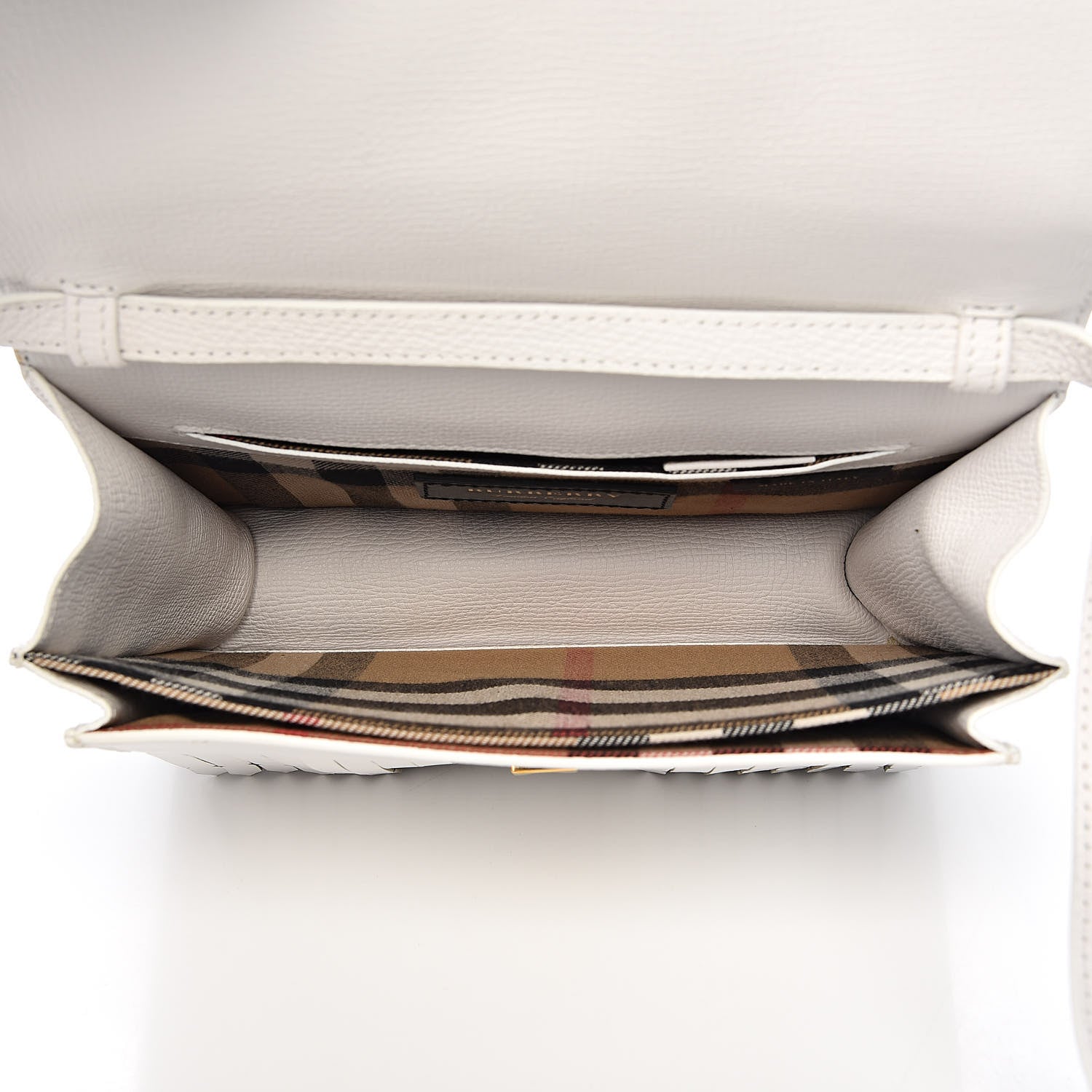 Burberry Grainy Calfskin Broguing Tassel Small Macken Crossbody Bag Chalk White 5 of 11