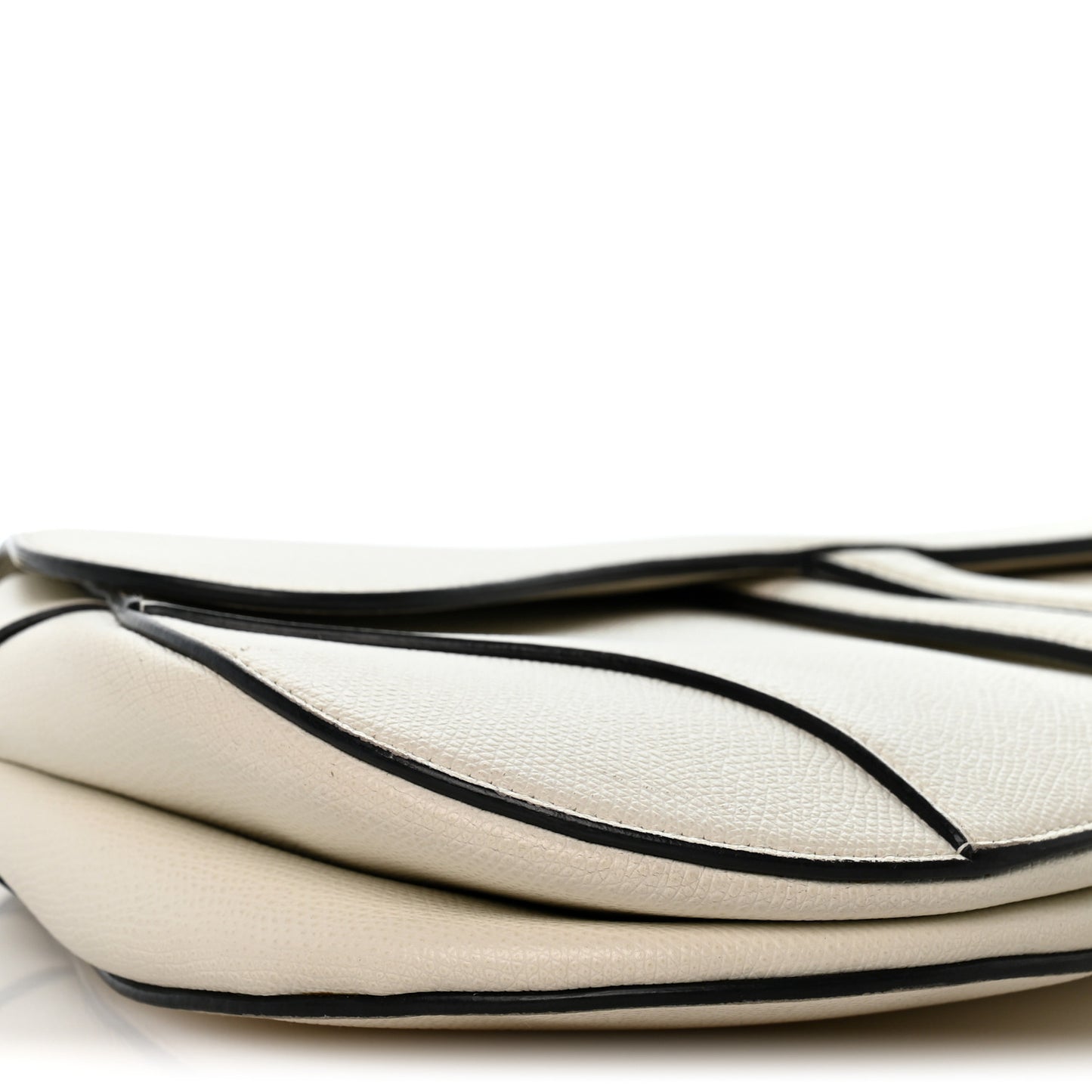 Grained Calfskin Saddle Bag White