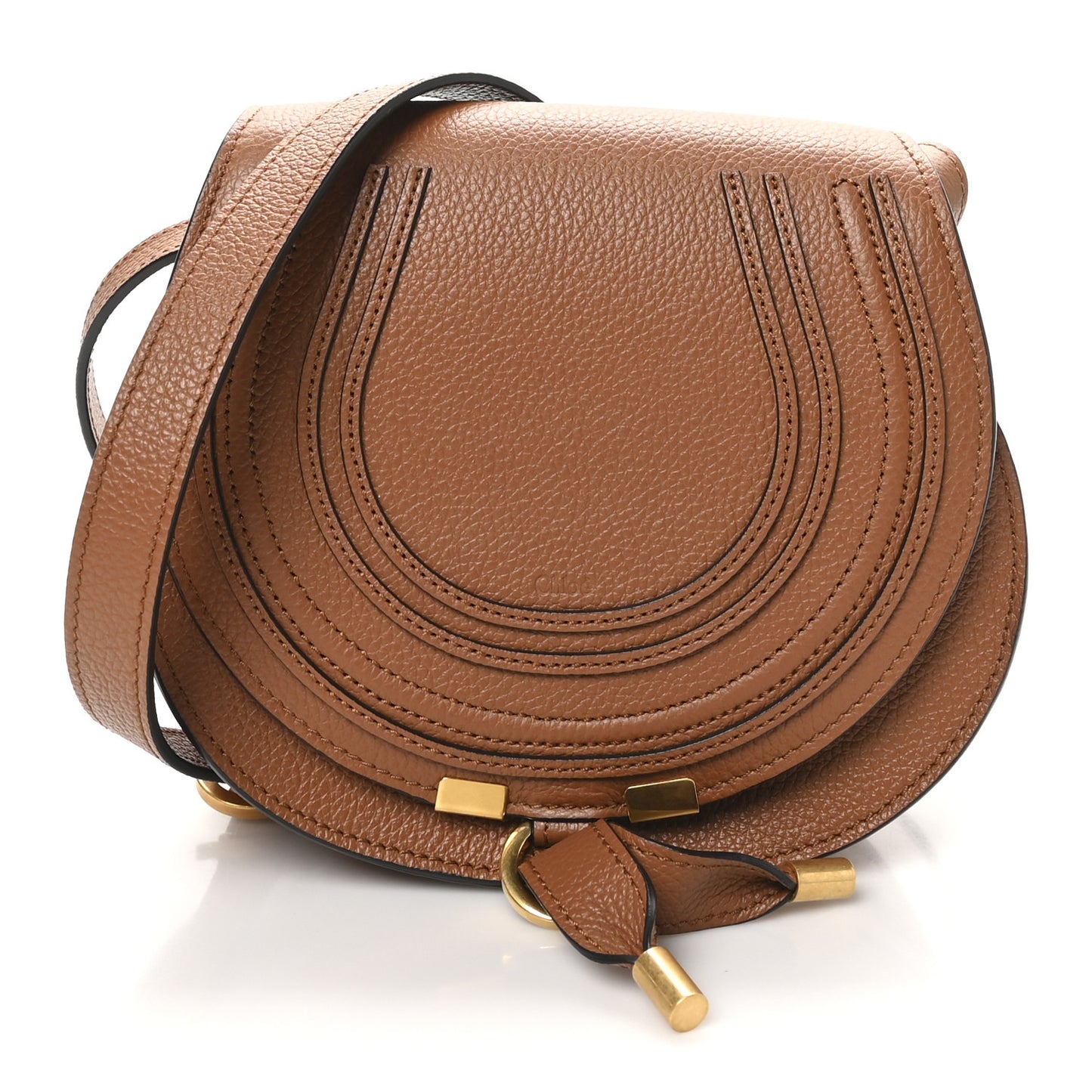 Calfskin Mini Marcie Round Crossbody Bag Tan
