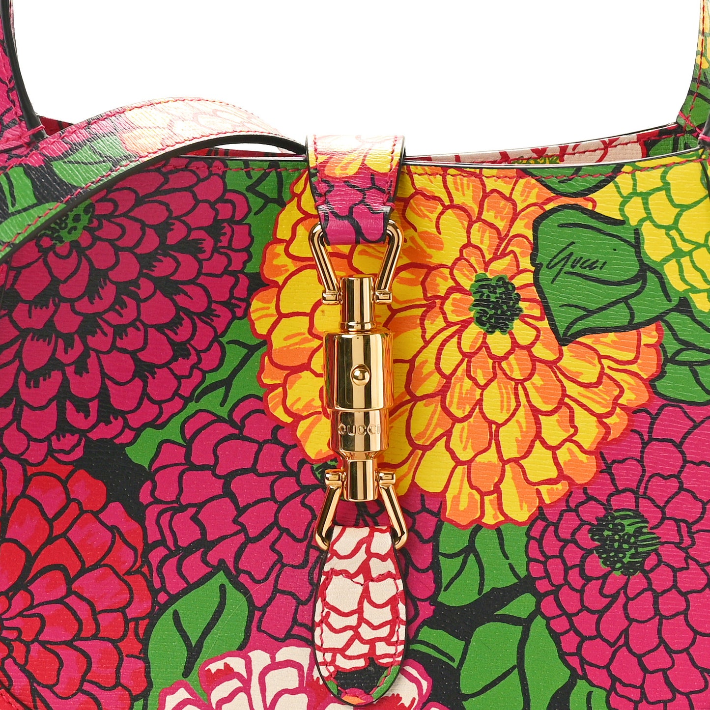X KEN SCOTT Textured Calfskin Pomponica Print Small Jackie 1961 Hobo Multicolor Fuxia Pompon