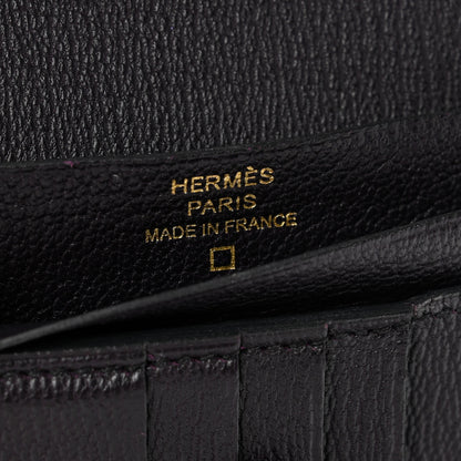 Hermes Shiny Alligator Bearn Compact Wallet Prunoir 6 of 7