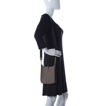 Hermes Taurillon Clemence Amazone Evelyne TPM Etoupe Bleu Indigo 2 of 9