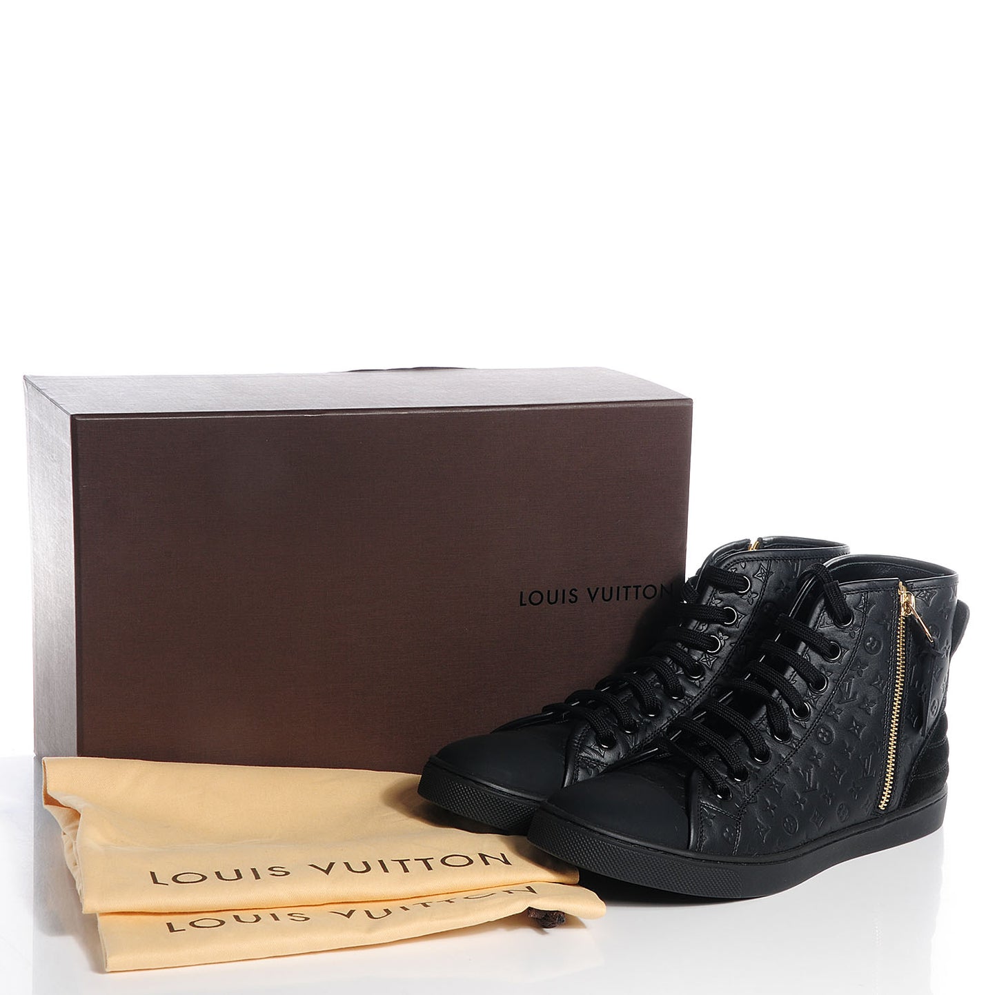 Calfskin Monogram Embossed Punchy Sneakers 39.5 Black