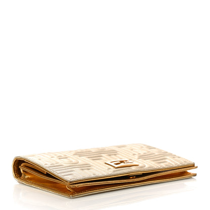 Fendi Metallic Lurex Logo Embossed Long Wallet On Chain Gold 3 of 10