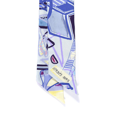 Hermes Silk Modernisme Tropical Twilly Bleu Ciel Jaune Vif 3 of 3