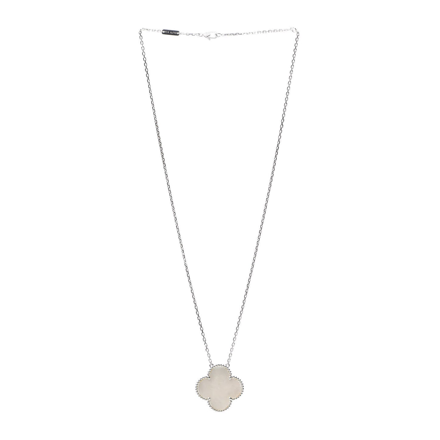 18K White Gold Mother of Pearl Magic Alhambra Pendant Necklace