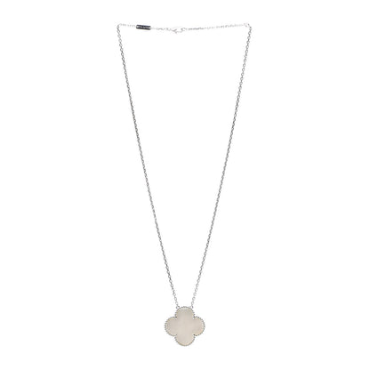 Van Cleef & Arpels 18K White Gold Mother of Pearl Magic Alhambra Pendant Necklace 3 of 6