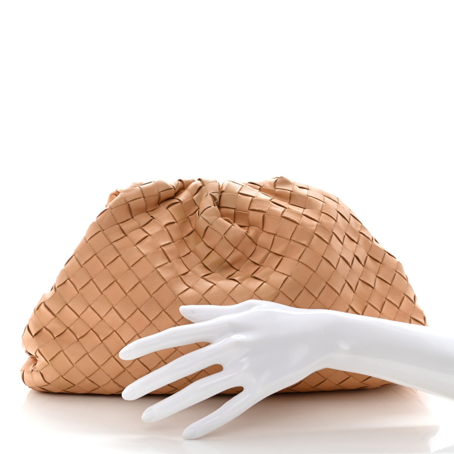 Bottega Veneta Nappa Maxi Intrecciato The Pouch Oversized Clutch Almond 2 of 7