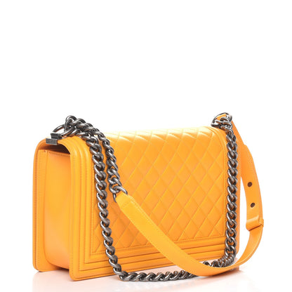 Chanel Lambskin Quilted New Medium Boy Flap Yellow 3 of 8