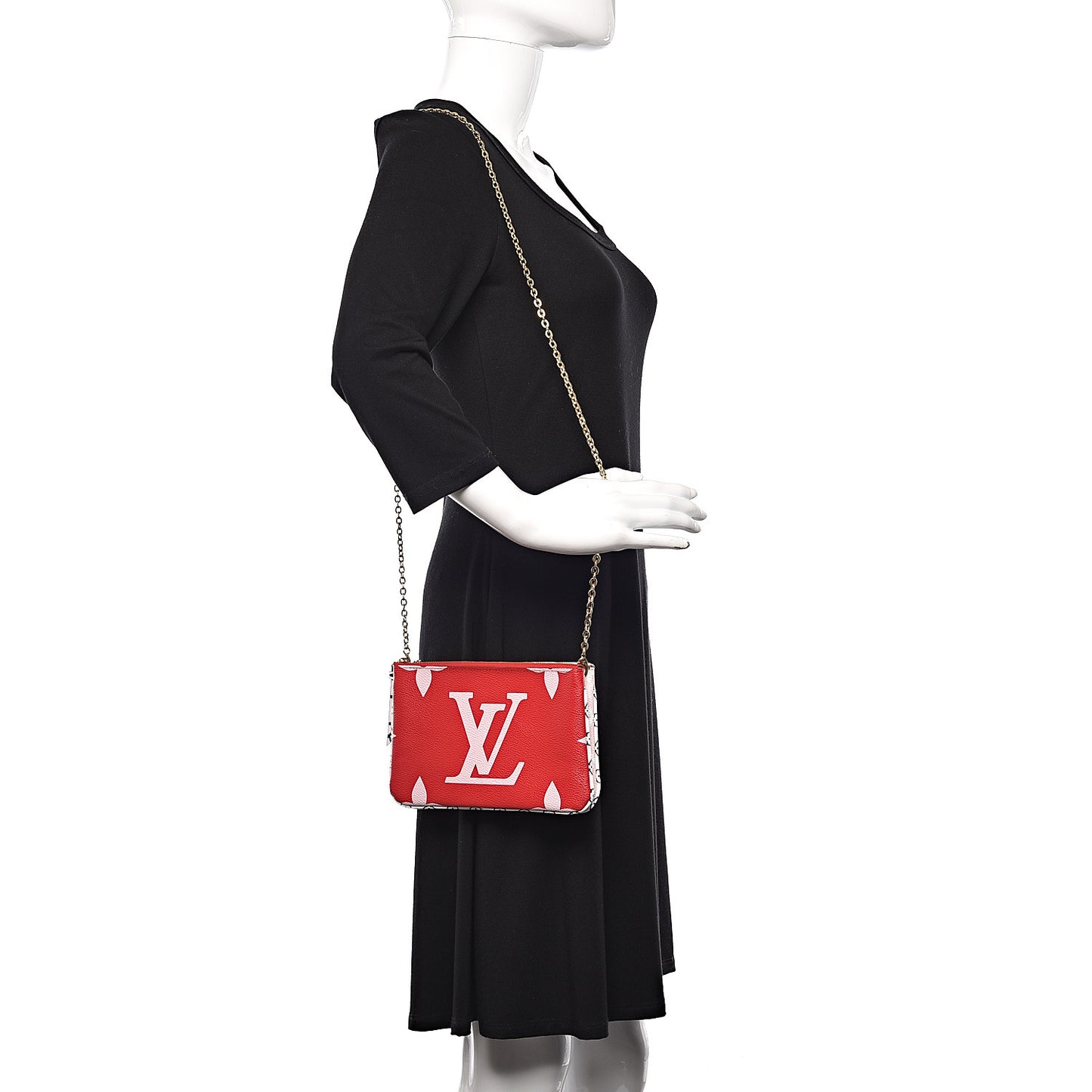 Monogram Giant Double Zip Pochette Rouge
