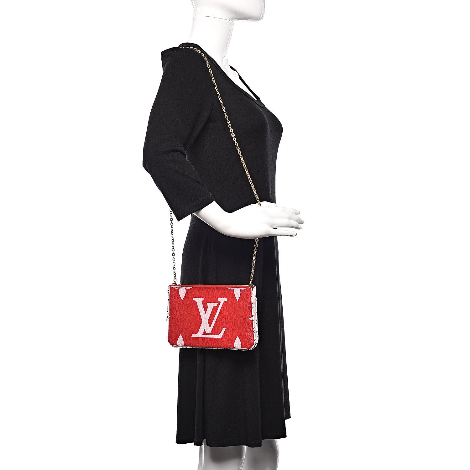 Louis Vuitton Monogram Giant Double Zip Pochette Rouge 2 of 10