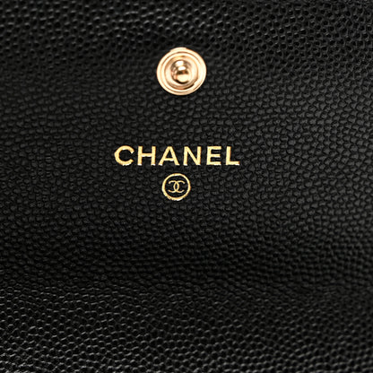 Chanel Caviar Quilted Crystal CC Large Gusset Flap Wallet Black 5 of 7