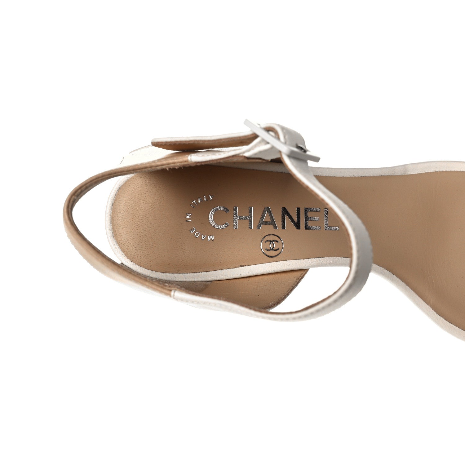 Chanel Lambskin CC Sandals 36.5 Ivory Black 9 of 9