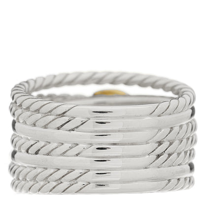 David Yurman Sterling Silver 18K Yellow Gold Double X Crossover Ring 53 6.25 3 of 4