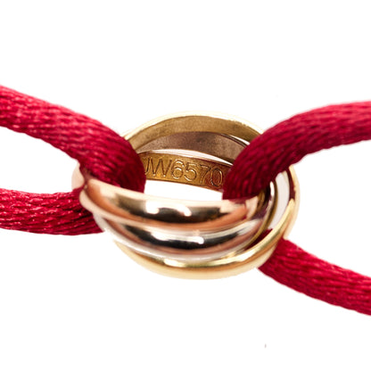 Cartier 18K Pink Yellow White Gold Trinity Cord Bracelet Red 3 of 5