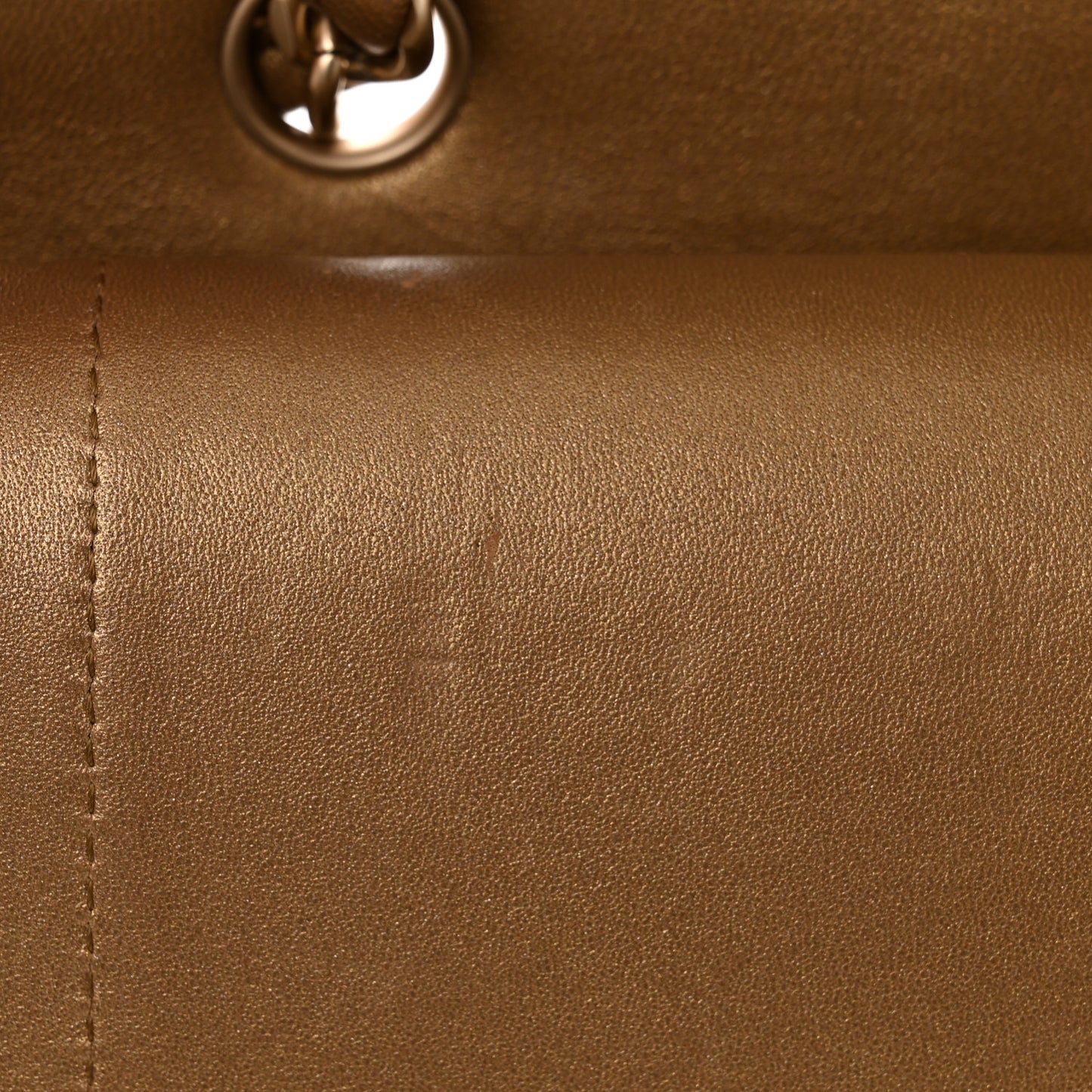Metallic Lambskin Quilted Jumbo Double Flap Gold