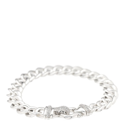 David Yurman Sterling Silver Diamond 12mm Curb Link Buckle Bracelet 1 of 4