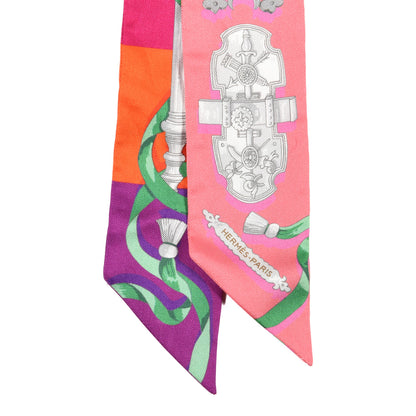 Hermes Silk Ferronnerie Twilly Rose Orange Bougainvillier 2 of 3