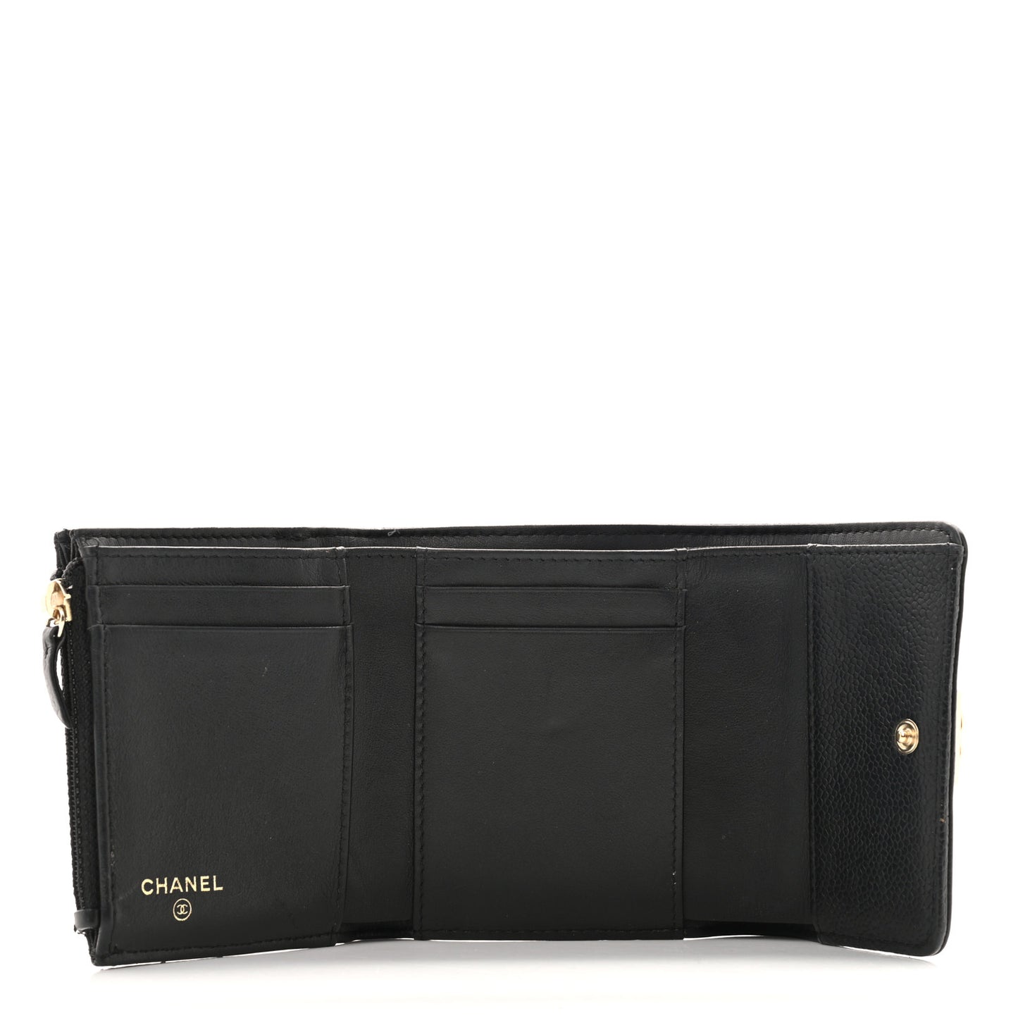 Caviar Quilted Compact Boy Wallet Black