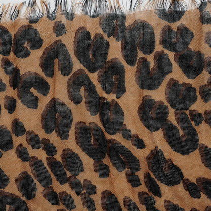 Louis Vuitton Cashmere Silk Leopard Stole Brown 9 of 14