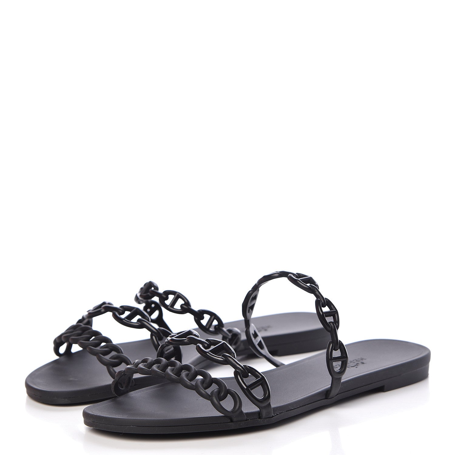 Hermes Rubber Chaine d'Ancre Rivage Sandals 37 Black 3 of 9