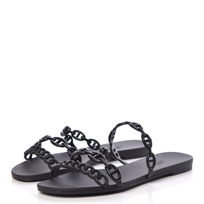 Hermes Rubber Chaine d'Ancre Rivage Sandals 37 Black 3 of 9