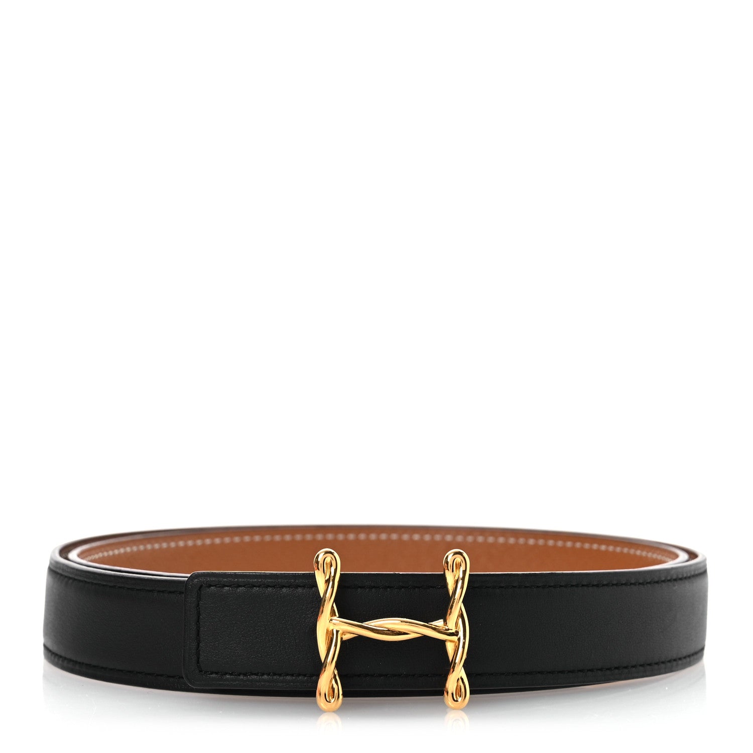 Hermes Swift Epsom 24mm H Torsade Belt 90 36 Black Gold 1 of 7