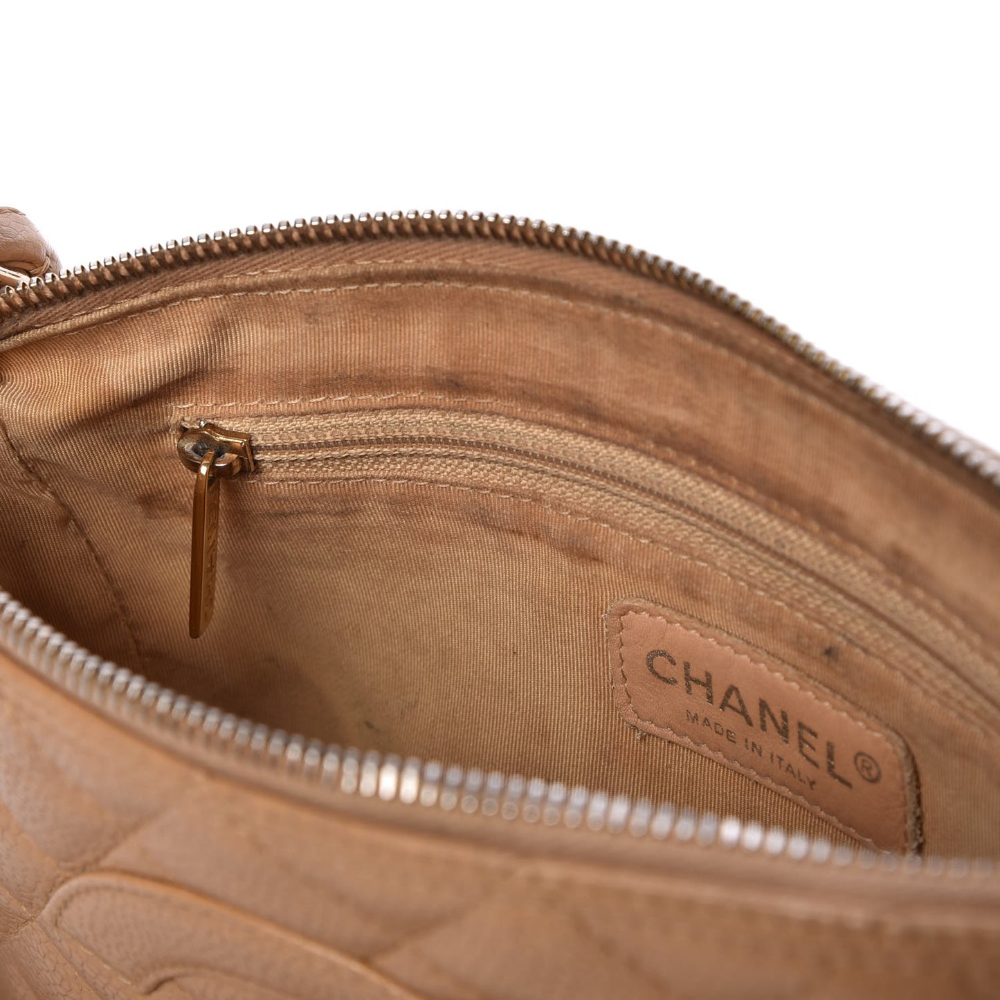 Caviar Quilted CC Shoulder Bag Beige