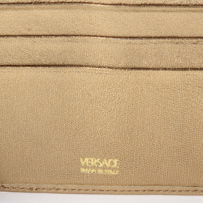 Versace Metallic Lambskin Logo Tri-Fold Flap Wallet Gold 6 of 9