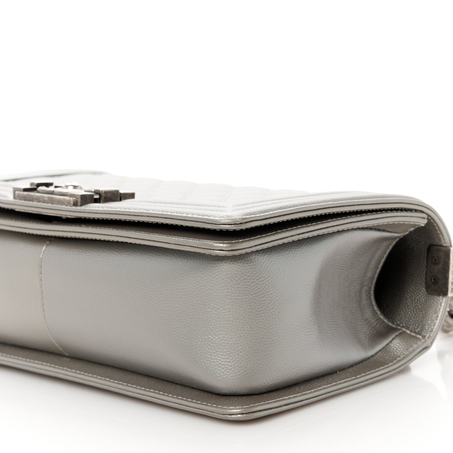 Chanel Metallic Caviar Quilted Medium Boy Flap Silver 10 of 10