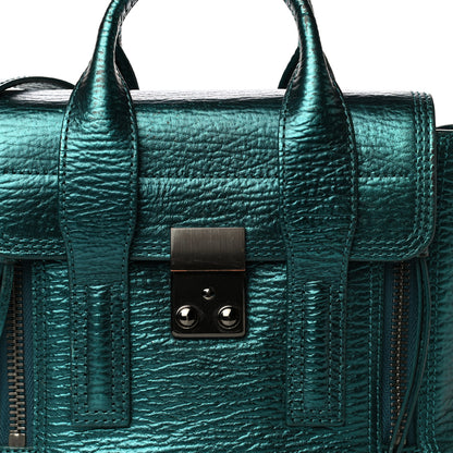 3.1 Phillip Lim Metallic Textured Calfskin Mini Pashli Satchel Turquoise 7 of 13